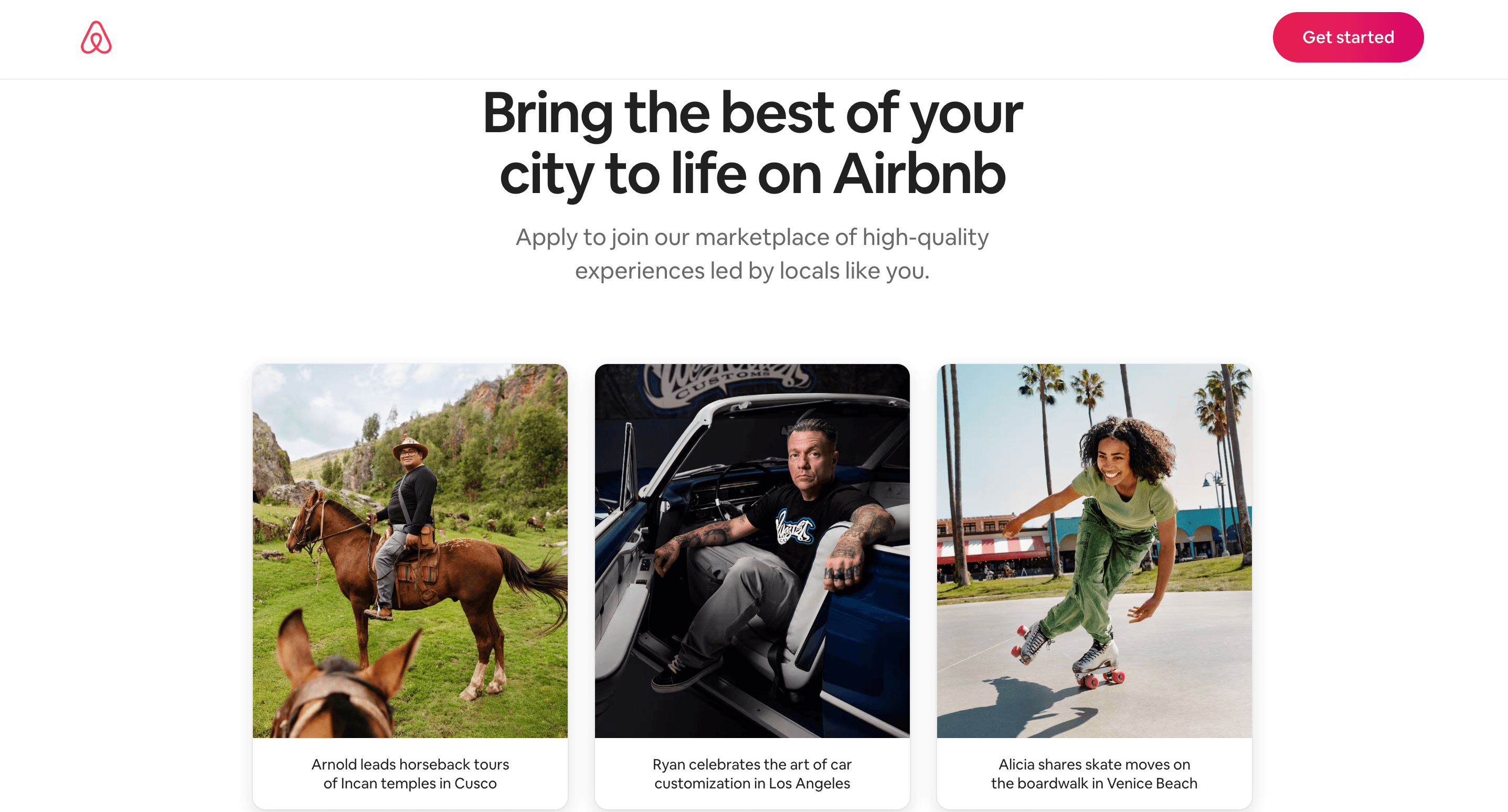 Airbnb’s brand consistent landing page example.