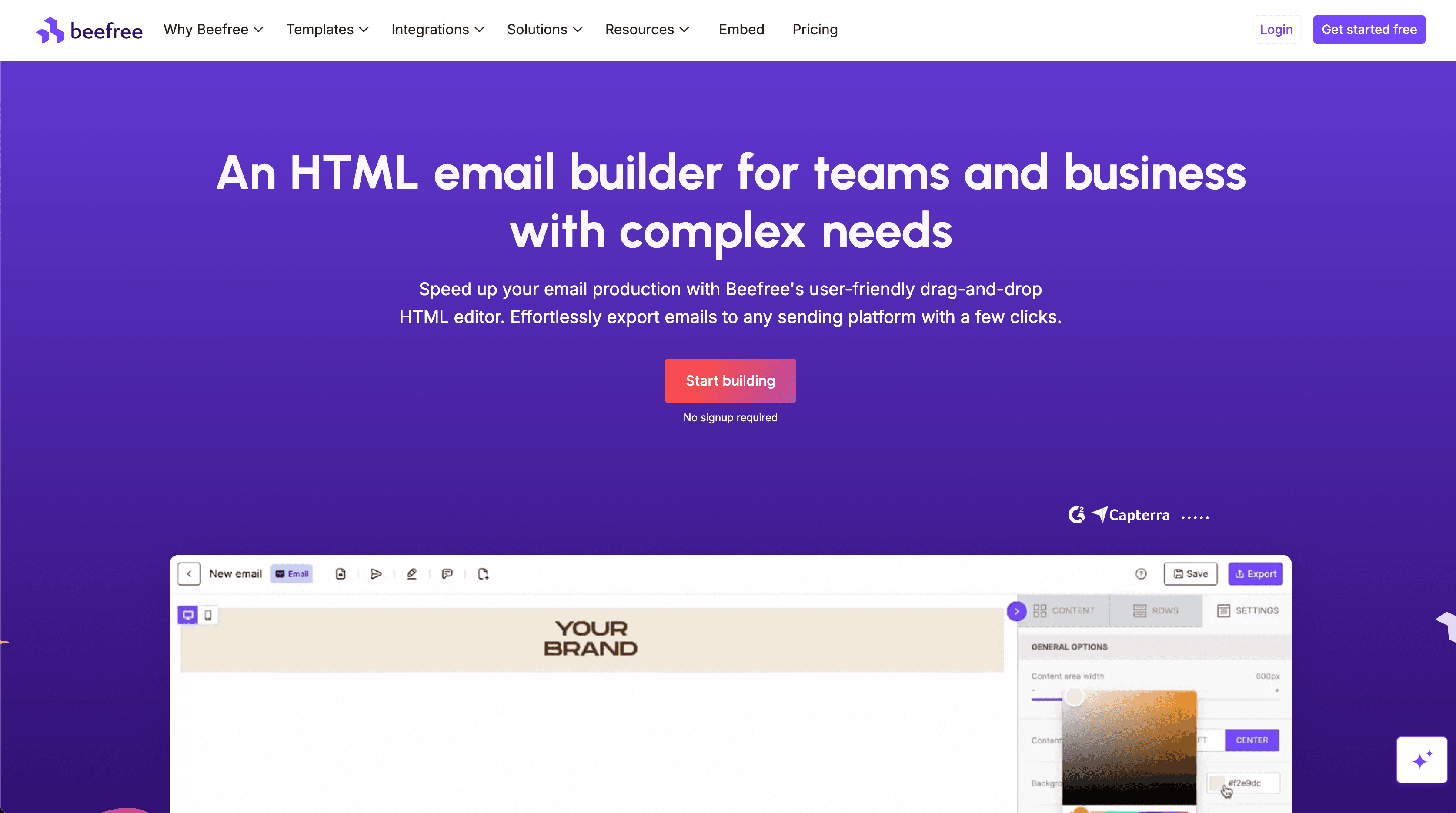 Beefree’s homepage