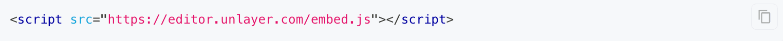 Unlayer’s script code snippet.